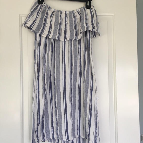Off the Shoulder Blue and White Summer Dress - Picture 1 of 1